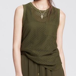 Banana Republic army green eyelet tank, size M